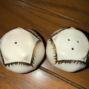 Round Salt And Pepper Shakers S&P Ivory with Gold